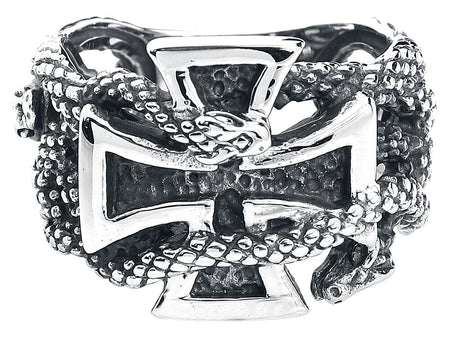 Bague  de etNox hard and heavy - Croix De Fer & Serpents - pour Homme - couleur argent - etNox hard and heavy