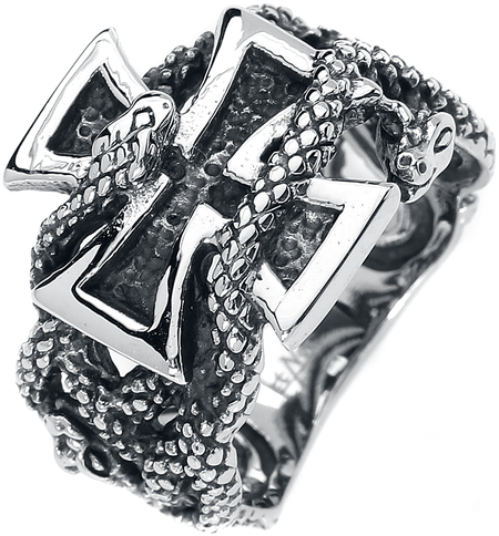 Bague  de etNox hard and heavy - Croix De Fer & Serpents - pour Homme - couleur argent - etNox hard and heavy - View 2