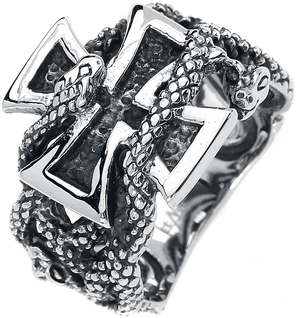 Bague  de etNox hard and heavy - Croix De Fer & Serpents - pour Homme - couleur argent - etNox hard and heavy - View 2