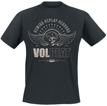T-Shirt Manches courtes  de Volbeat - Skullwing - Rewind, Replay, Rebound - S à 3XL - pour Homme - noir - Volbeat