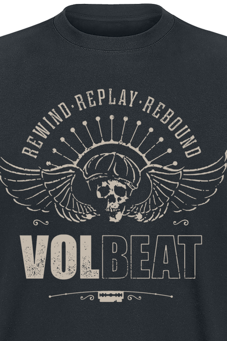 T-Shirt Manches courtes  de Volbeat - Skullwing - Rewind, Replay, Rebound - S à 3XL - pour Homme - noir - Volbeat - View 2
