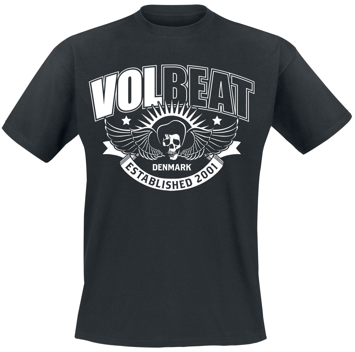 T-Shirt Manches courtes  de Volbeat - Skullwing Ribbon - S à 5XL - pour Homme - noir - Volbeat