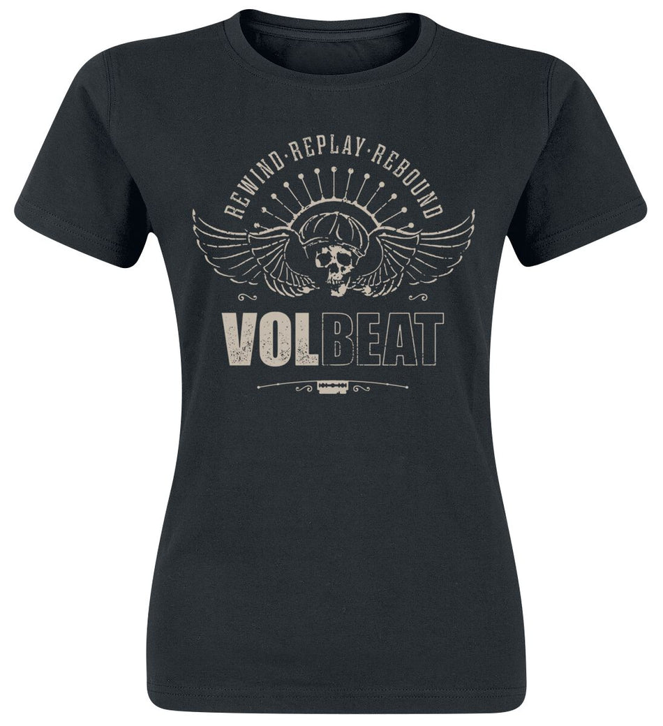 T-Shirt Manches courtes  de Volbeat - Skullwing - Rewind, Replay, Rebound - S à 3XL - pour Femme - noir - Volbeat