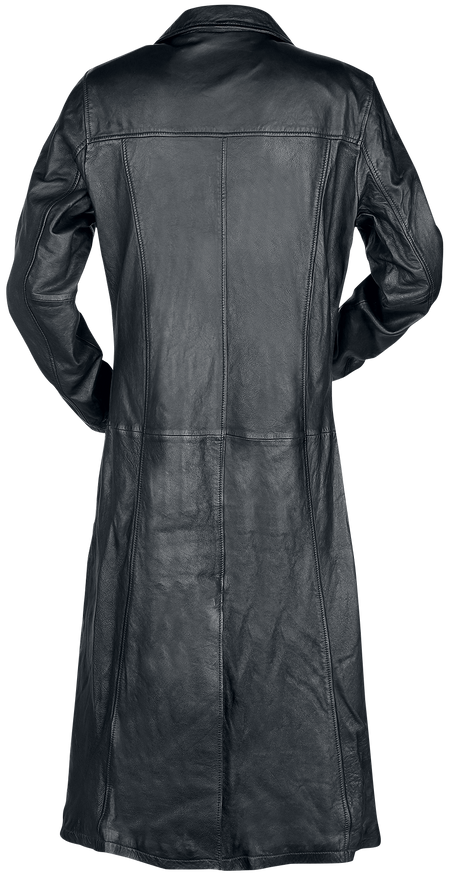 Manteau en cuir Gothic de Gothicana by EMP - Manteau Long Noir En Cuir Avec Col - S à 3XL - pour Homme - noir - Gothicana by EMP - View 2