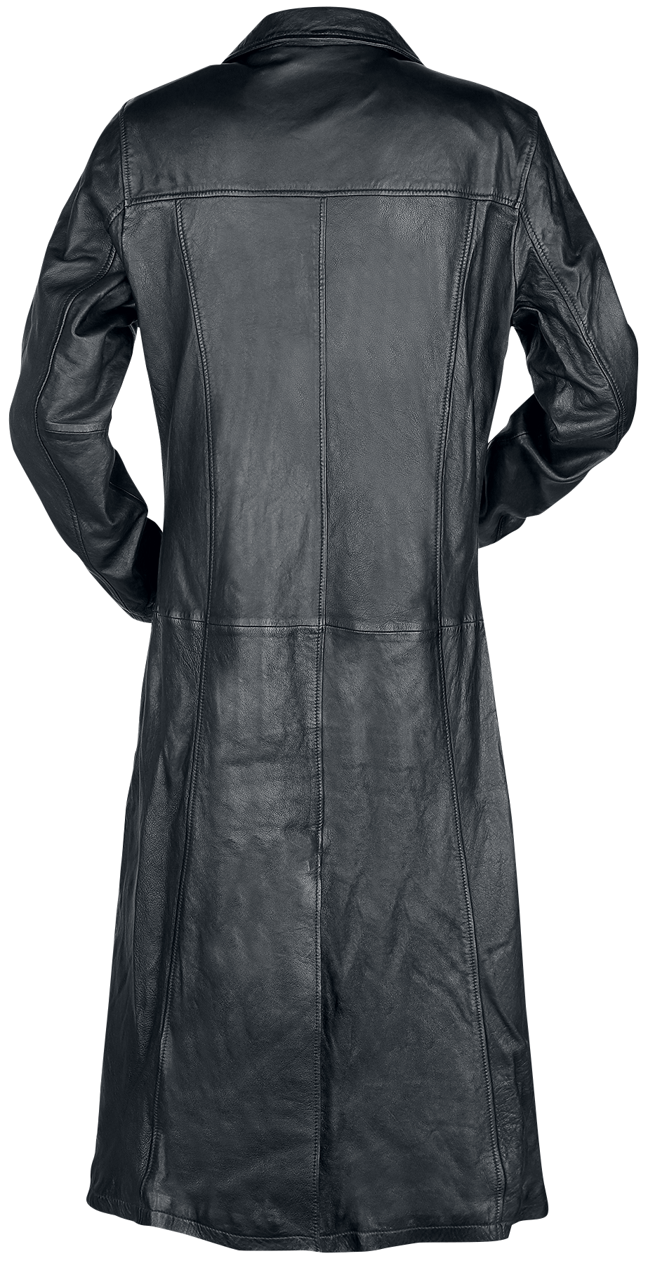 Manteau en cuir Gothic de Gothicana by EMP - Manteau Long Noir En Cuir Avec Col - S à 3XL - pour Homme - noir - Gothicana by EMP - View 2