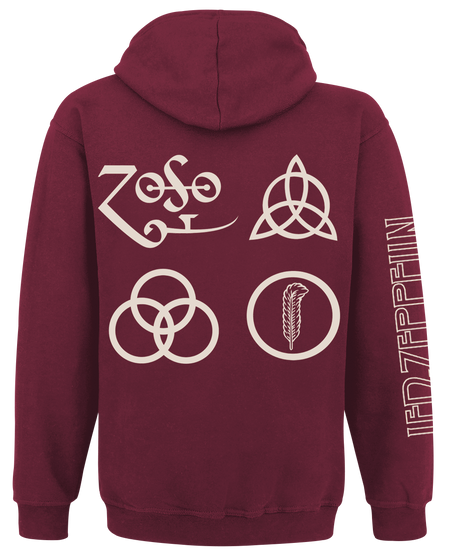 Sweat-shirt zippé à capuche  de Led Zeppelin - Symbols - S à M - pour Homme - bordeaux - Led Zeppelin - View 2