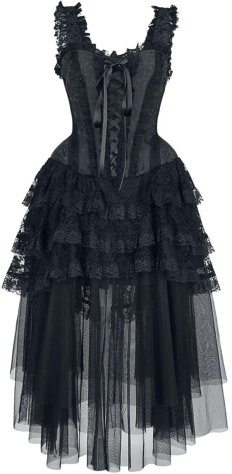 Robe mi-longue Gothic de Gothicana by EMP - Robe Corset Gothique Élaborée - S à XXL - pour Femme - noir - Gothicana by EMP