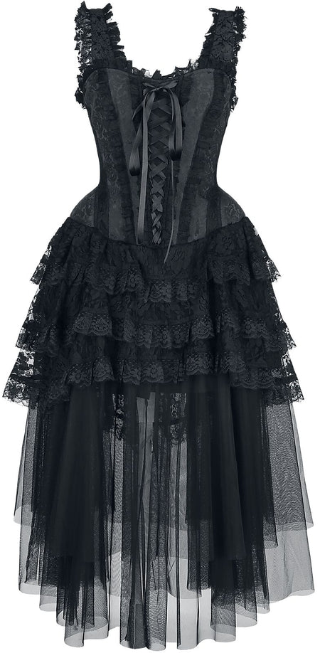 Robe mi-longue Gothic de Gothicana by EMP - Robe Corset Gothique Élaborée - S à XL - pour Femme - noir - Gothicana by EMP