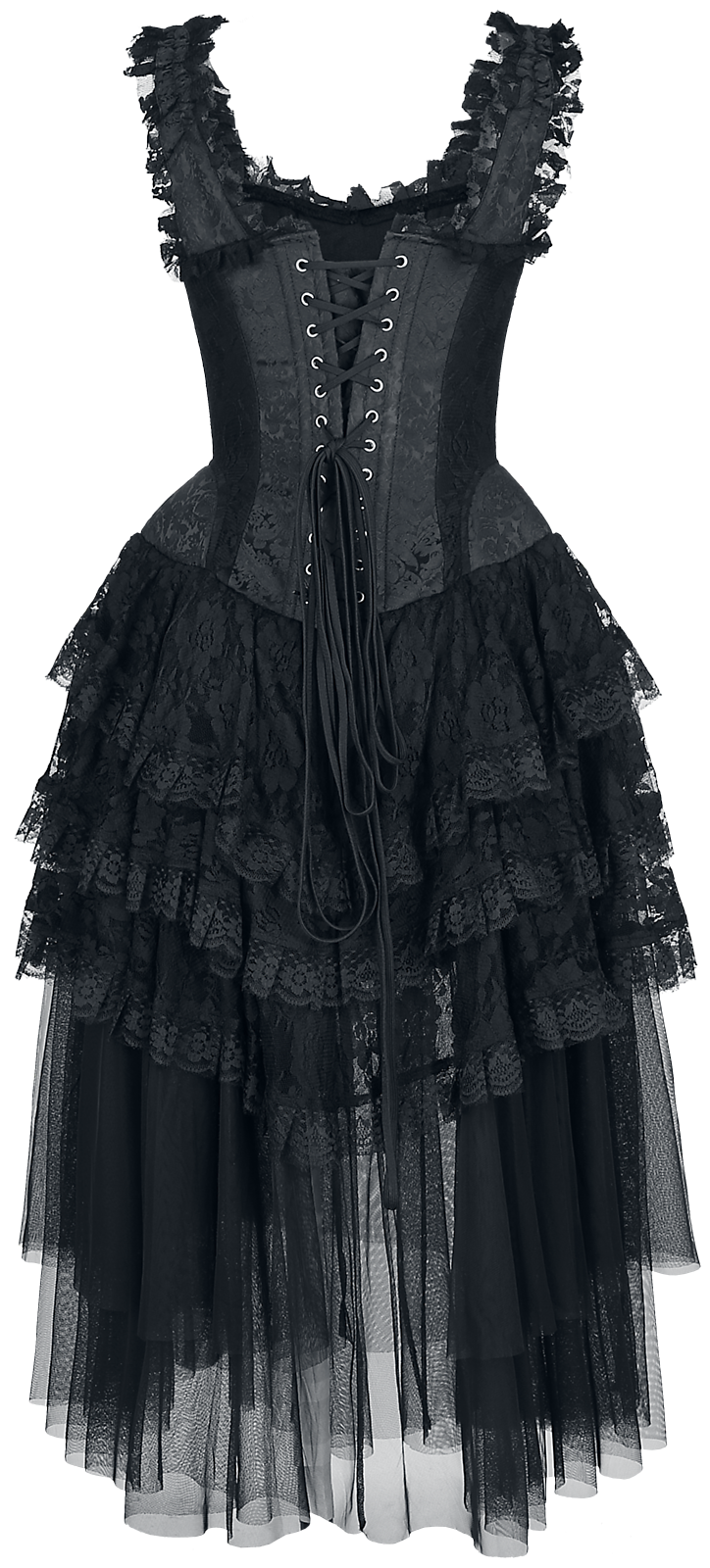 Robe mi-longue Gothic de Gothicana by EMP - Robe Corset Gothique Élaborée - S à XL - pour Femme - noir - Gothicana by EMP - View 2