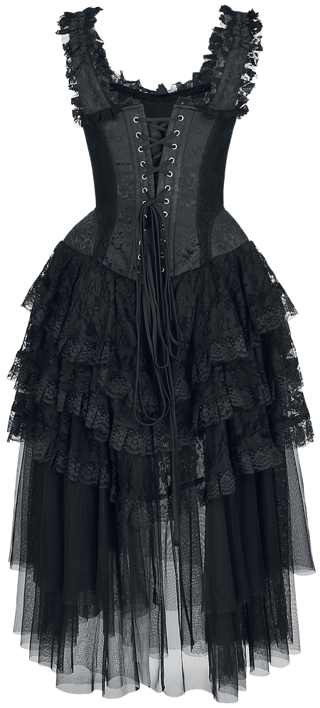 Robe mi-longue Gothic de Gothicana by EMP - Robe Corset Gothique Élaborée - S à XXL - pour Femme - noir - Gothicana by EMP - View 2