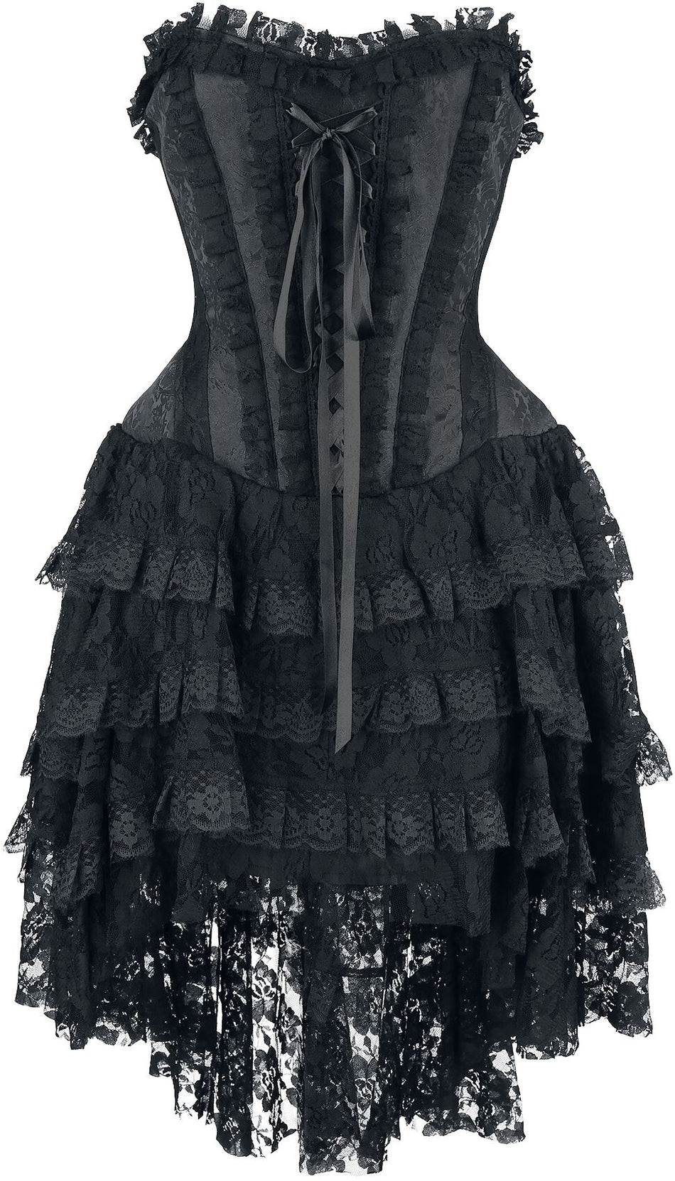 Robe courte Gothic de Gothicana by EMP - Robe Gothique Élaborée Avec Corset & Plus Courte À L'Avant - S à XXL - pour Femme - noir - Gothicana by EMP