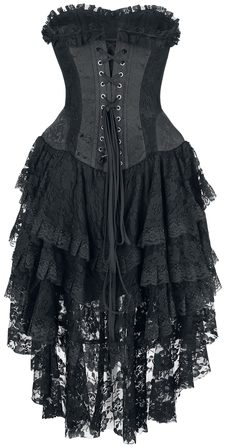 Robe courte Gothic de Gothicana by EMP - Robe Gothique Élaborée Avec Corset & Plus Courte À L'Avant - S à XXL - pour Femme - noir - Gothicana by EMP - View 2