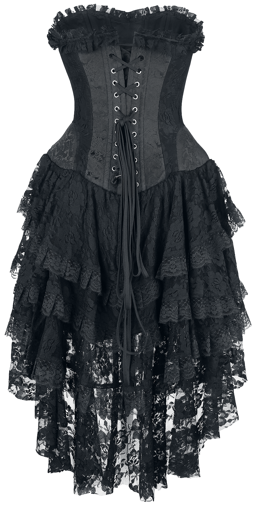 Robe courte Gothic de Gothicana by EMP - Robe Gothique Élaborée Avec Corset & Plus Courte À L'Avant - S à XXL - pour Femme - noir - Gothicana by EMP - View 2