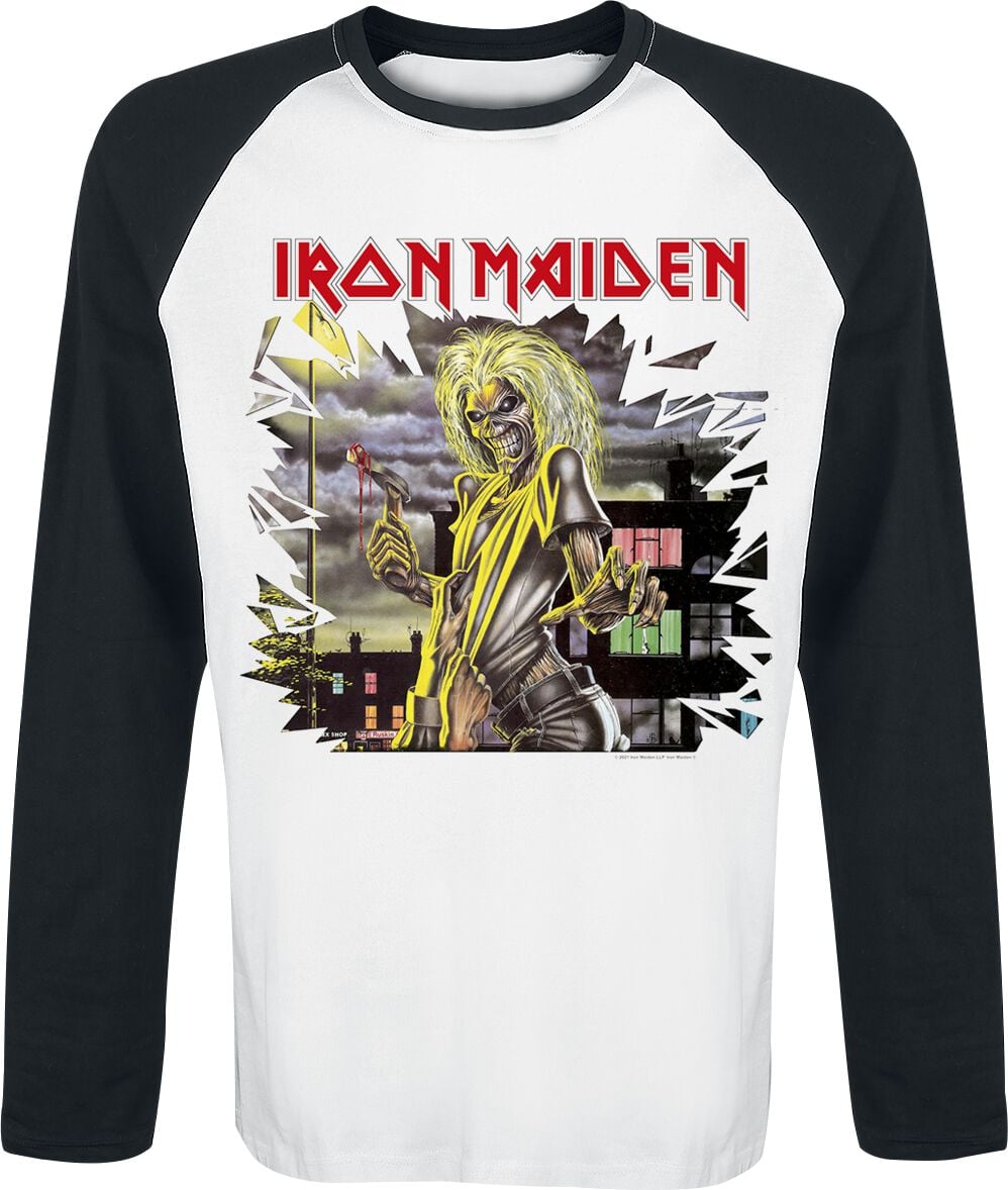 T-shirt manches longues  de Iron Maiden - Killers Shatter - S à 3XL - pour Homme - blanc/noir - Iron Maiden