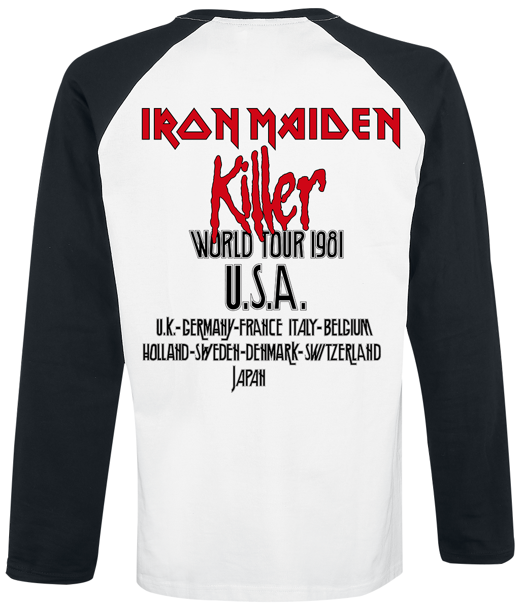 T-shirt manches longues  de Iron Maiden - Killers Shatter - S à 3XL - pour Homme - blanc/noir - Iron Maiden - View 2