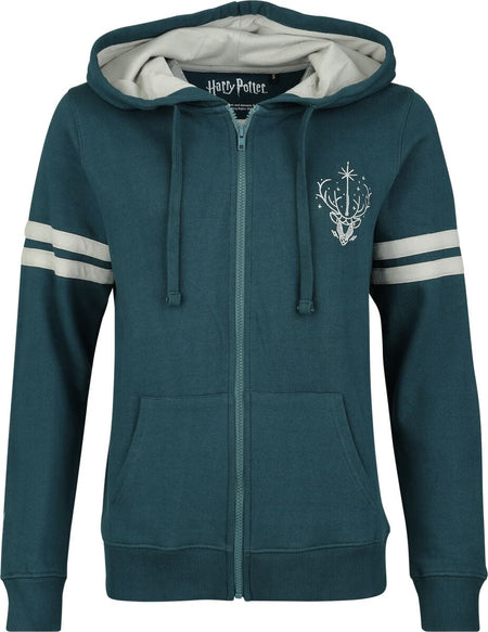 Sweat-shirt zippé à capuche  de Harry Potter - Expecto Patronum - S à XL - pour Femme - vert/gris - Harry Potter