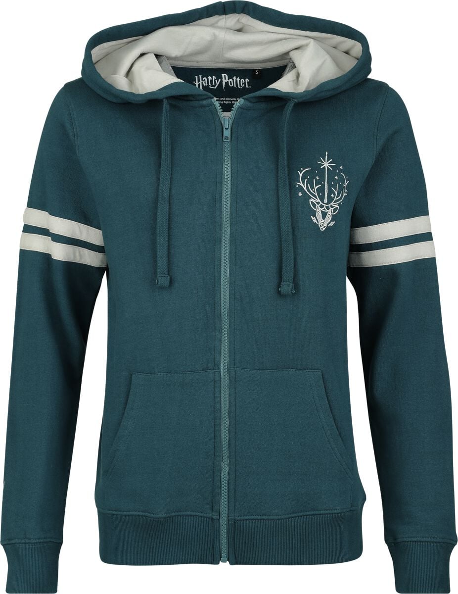 Sweat-shirt zippé à capuche  de Harry Potter - Expecto Patronum - S à XL - pour Femme - vert/gris - Harry Potter
