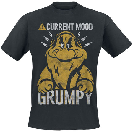 T-Shirt Manches courtes Disney de Blanche-Neige Et les Sept Nains - Blanche-Neige Et Les Sept Nains - Current Mood - Grumpy - S à XXL - pour Homme - noir - Blanche-Neige Et les Sept Nains