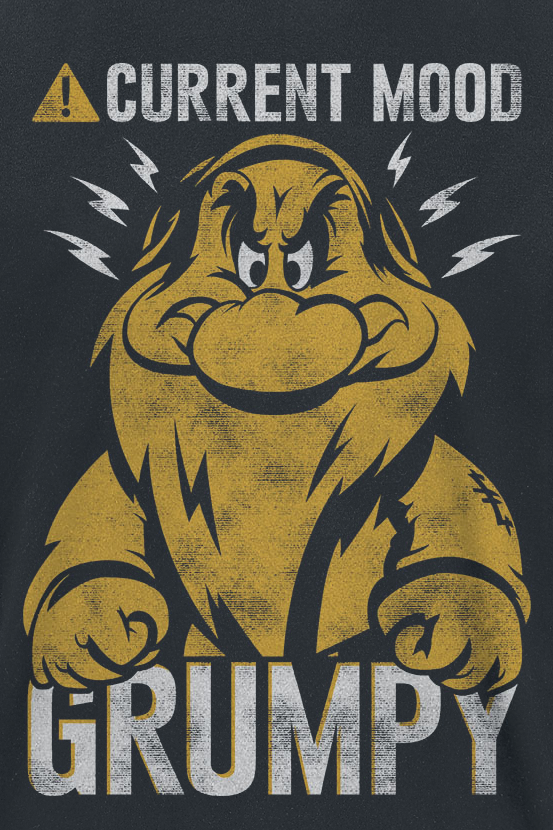 T-Shirt Manches courtes Disney de Blanche-Neige Et les Sept Nains - Blanche-Neige Et Les Sept Nains - Current Mood - Grumpy - S à XXL - pour Homme - noir - Blanche-Neige Et les Sept Nains - View 2