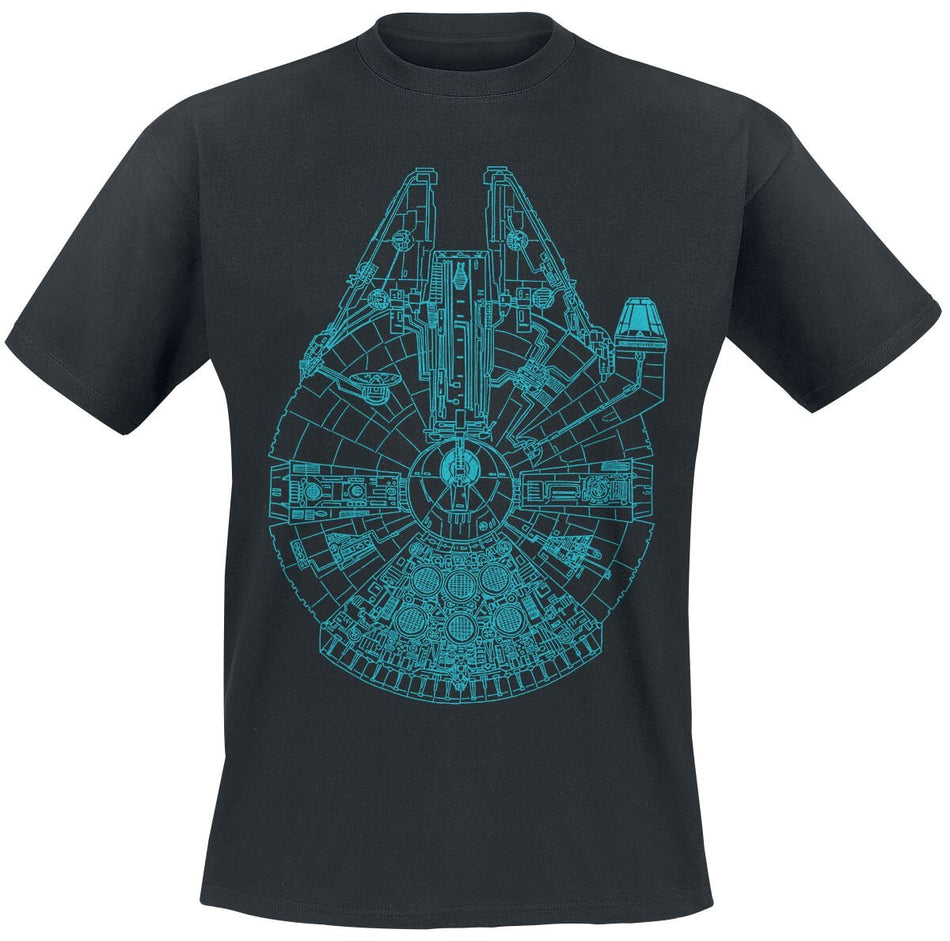 T-Shirt Manches courtes Disney de Star Wars - Plans Faucon Millenium - S à XXL - pour Homme - noir - Star Wars