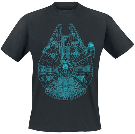 T-Shirt Manches courtes Disney de Star Wars - Plans Faucon Millenium - S à XXL - pour Homme - noir - Star Wars