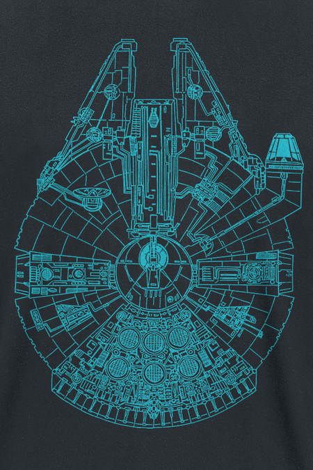 T-Shirt Manches courtes Disney de Star Wars - Plans Faucon Millenium - S à XXL - pour Homme - noir - Star Wars - View 2