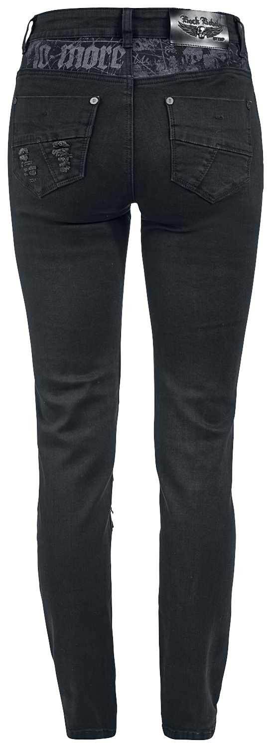 Jean  de Rock Rebel by EMP - Skarlett - Jean Avec Imprimés & Déchirures - W26L32 à W31L34 - pour Femme - noir - Rock Rebel by EMP - View 2