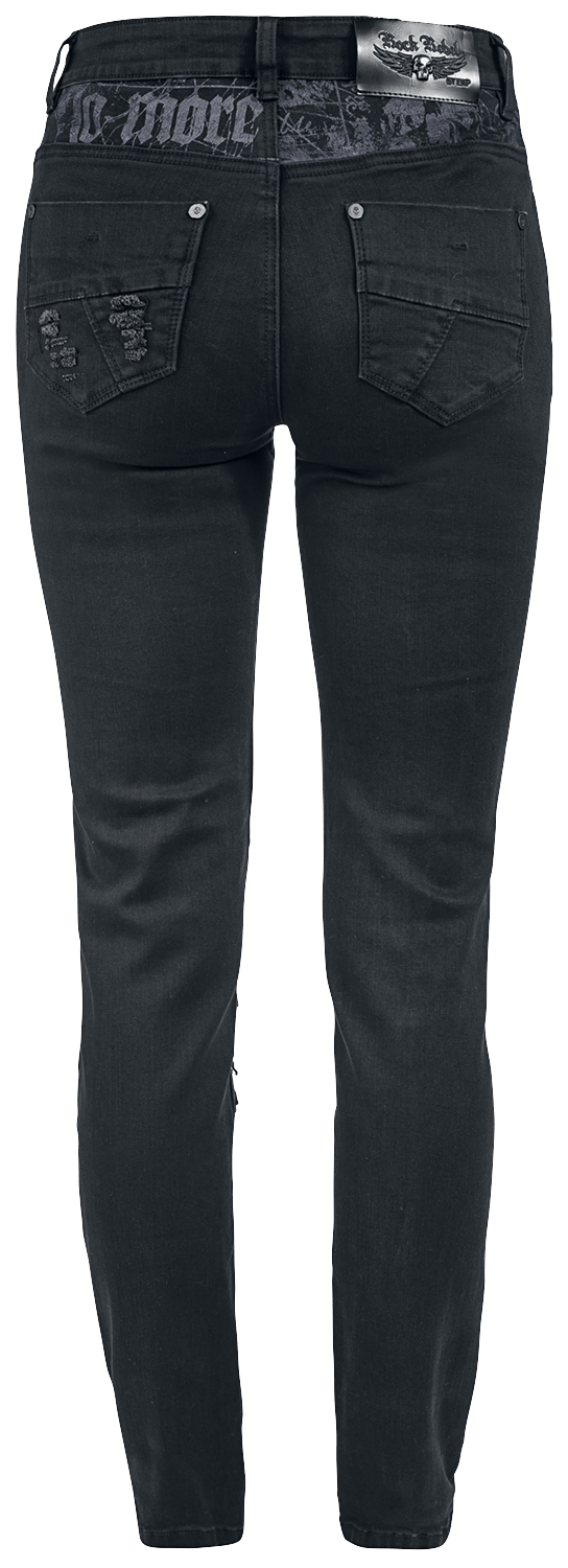 Jean  de Rock Rebel by EMP - Skarlett - Jean Avec Imprimés & Déchirures - W26L32 à W31L34 - pour Femme - noir - Rock Rebel by EMP - View 2