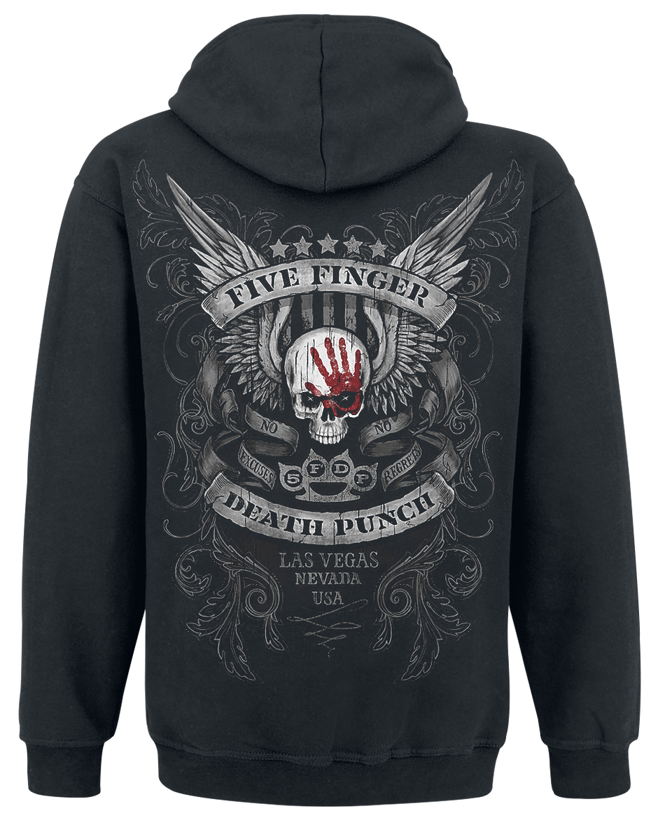 Sweat-shirt à capuche  de Five Finger Death Punch - No Regrets - L à XL - pour Homme - noir - Five Finger Death Punch - View 2