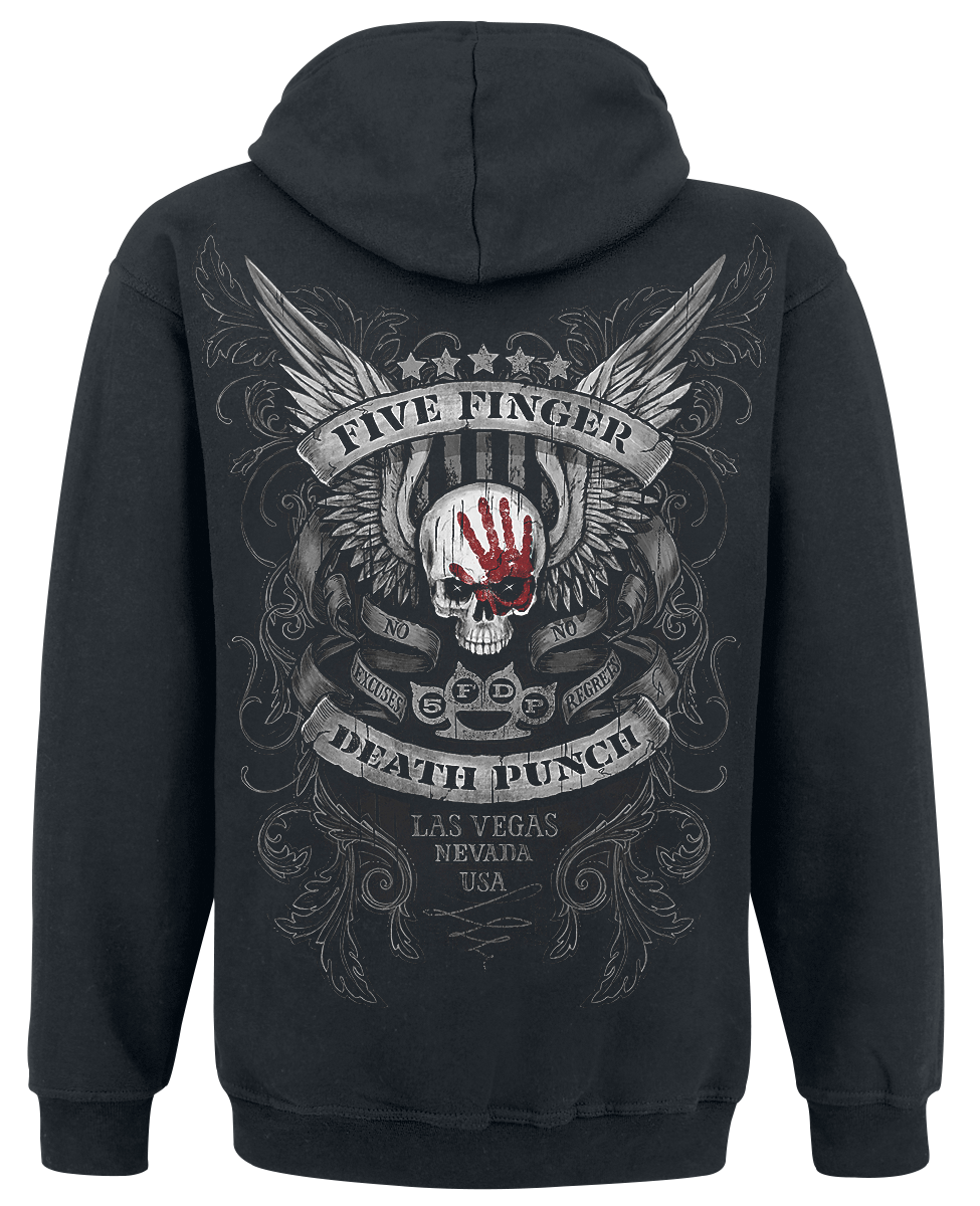 Sweat-shirt à capuche  de Five Finger Death Punch - No Regrets - S à XXL - pour Homme - noir - Five Finger Death Punch - View 2