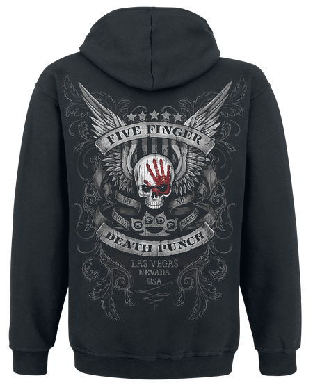 Sweat-shirt à capuche  de Five Finger Death Punch - No Regrets - S à XXL - pour Homme - noir - Five Finger Death Punch - View 2