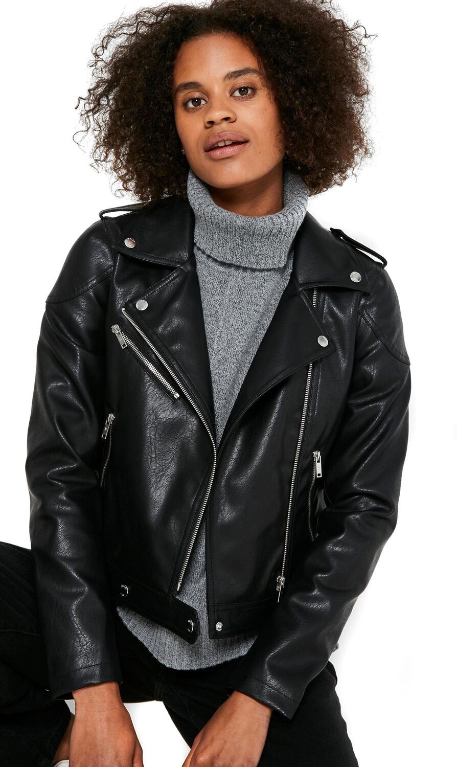 Veste en imitation cuir  de Noisy May - Veste Rollo - XS à XL - pour Femme - noir - Noisy May