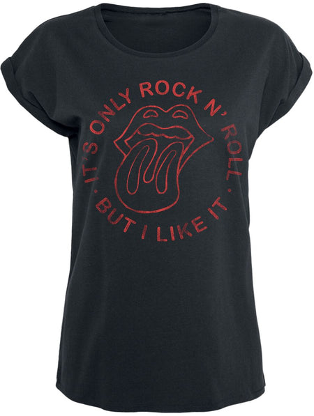 T-Shirt Manches courtes  de The Rolling Stones - Vintage Rock N Roll Tongue - S à M - pour Femme - noir - The Rolling Stones