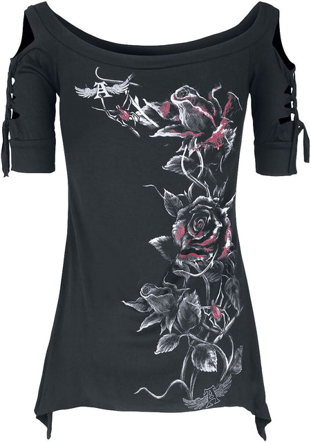 T-Shirt Manches courtes  de Alchemy England - Bleeding Rose - S à 4XL - pour Femme - noir - Alchemy England