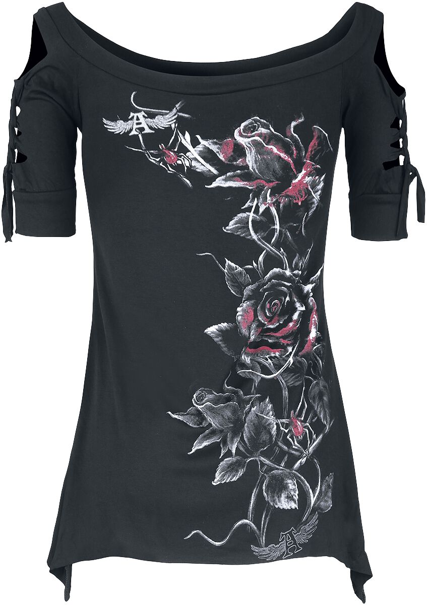 T-Shirt Manches courtes  de Alchemy England - Bleeding Rose - S à 4XL - pour Femme - noir - Alchemy England