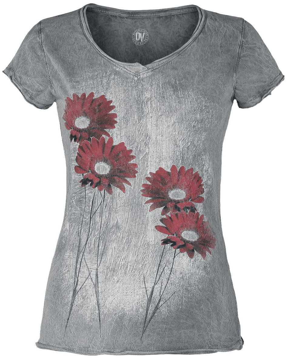 T-Shirt Manches courtes  de Outer Vision - Gerbera Magic Day - L à 4XL - pour Femme - gris - Outer Vision
