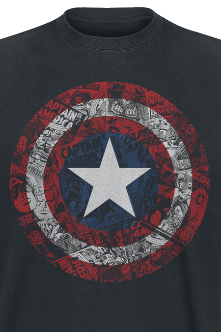 T-Shirt Manches courtes Disney de Captain America - Bouclier Comic - S à XXL - pour Homme - noir - Captain America - View 2