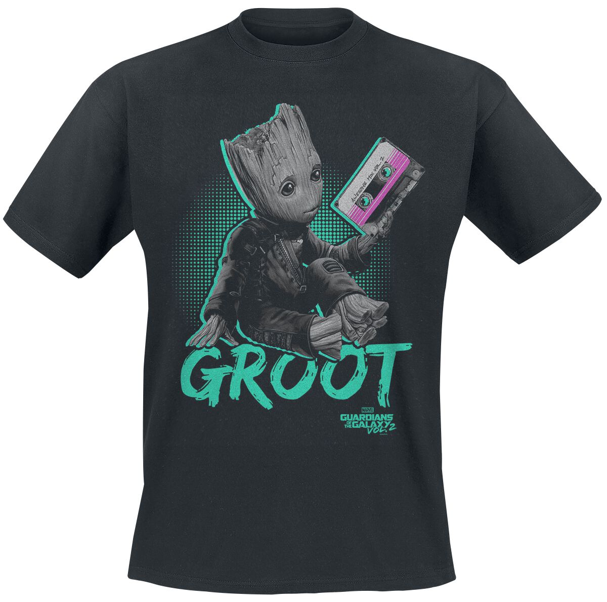 T-Shirt Manches courtes Disney de Les Gardiens De La Galaxie - Groot Néon - S à XL - pour Homme - noir - Les Gardiens De La Galaxie