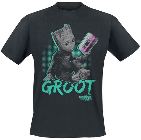 T-Shirt Manches courtes Disney de Les Gardiens De La Galaxie - Groot Néon - S à XL - pour Homme - noir - Les Gardiens De La Galaxie