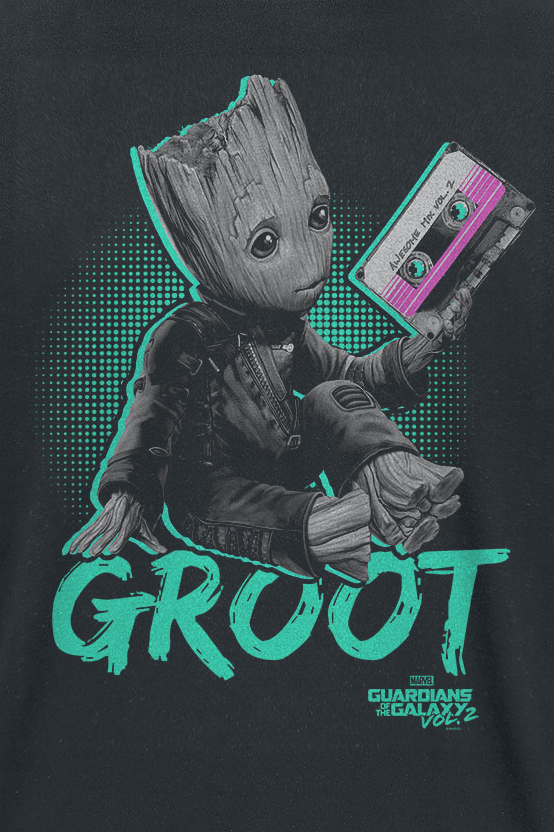 T-Shirt Manches courtes Disney de Les Gardiens De La Galaxie - Groot Néon - S à XL - pour Homme - noir - Les Gardiens De La Galaxie - View 2