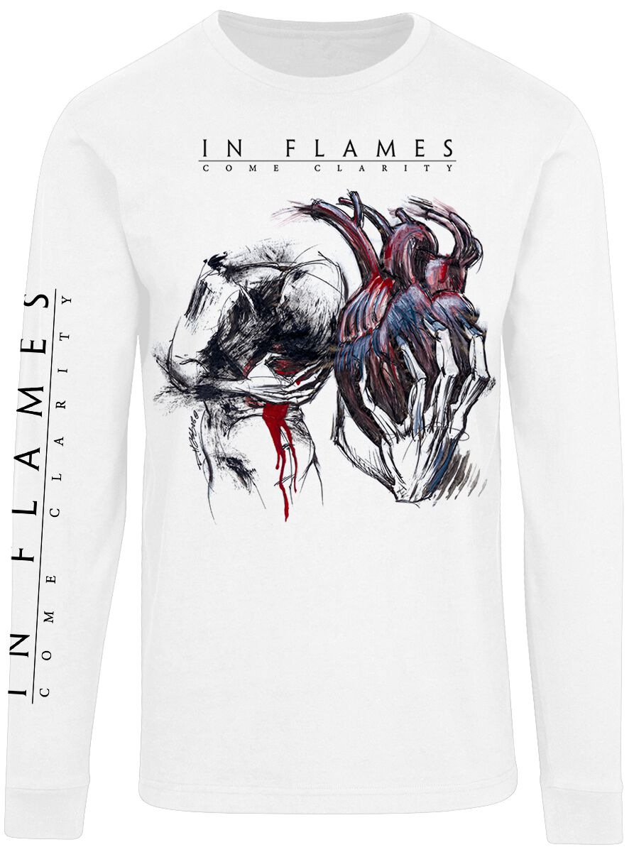 T-shirt manches longues  de In Flames - Come Clarity Lyrcis - S à XXL - pour Homme - blanc - In Flames