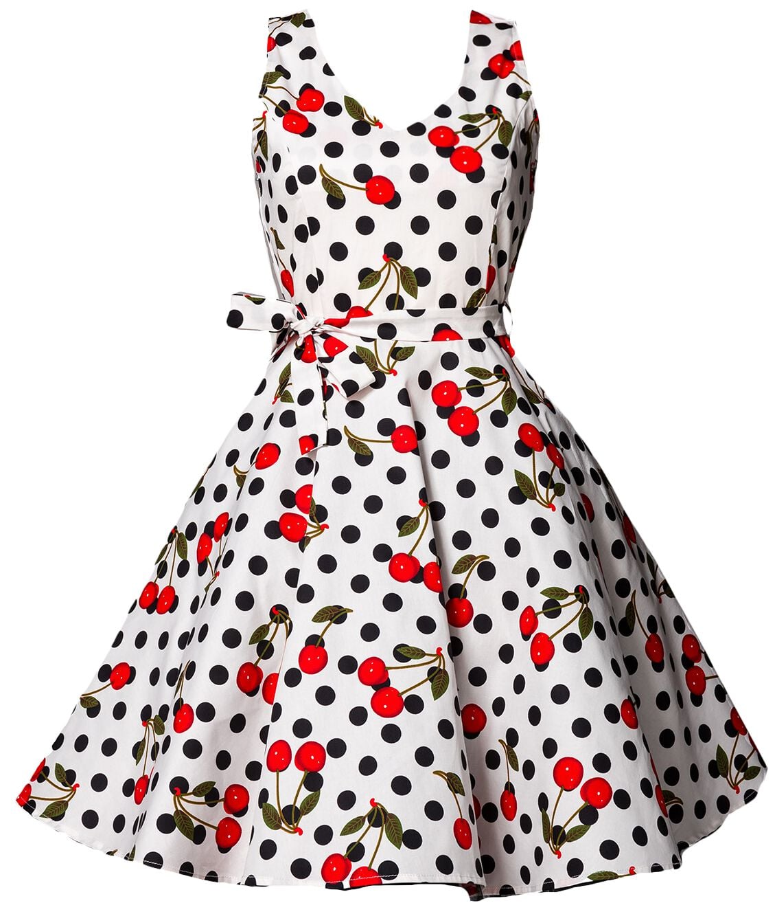 Robe mi-longue Rockabilly de Belsira - Swing-Kirschenkleid - S à 4XL - pour Femme - noir/blanc - Belsira