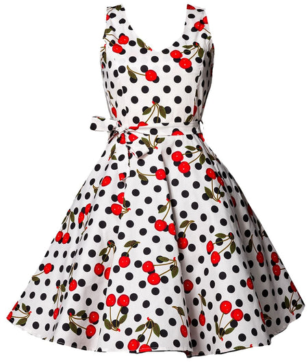 Robe mi-longue Rockabilly de Belsira - Swing-Kirschenkleid - S à 4XL - pour Femme - noir/blanc - Belsira