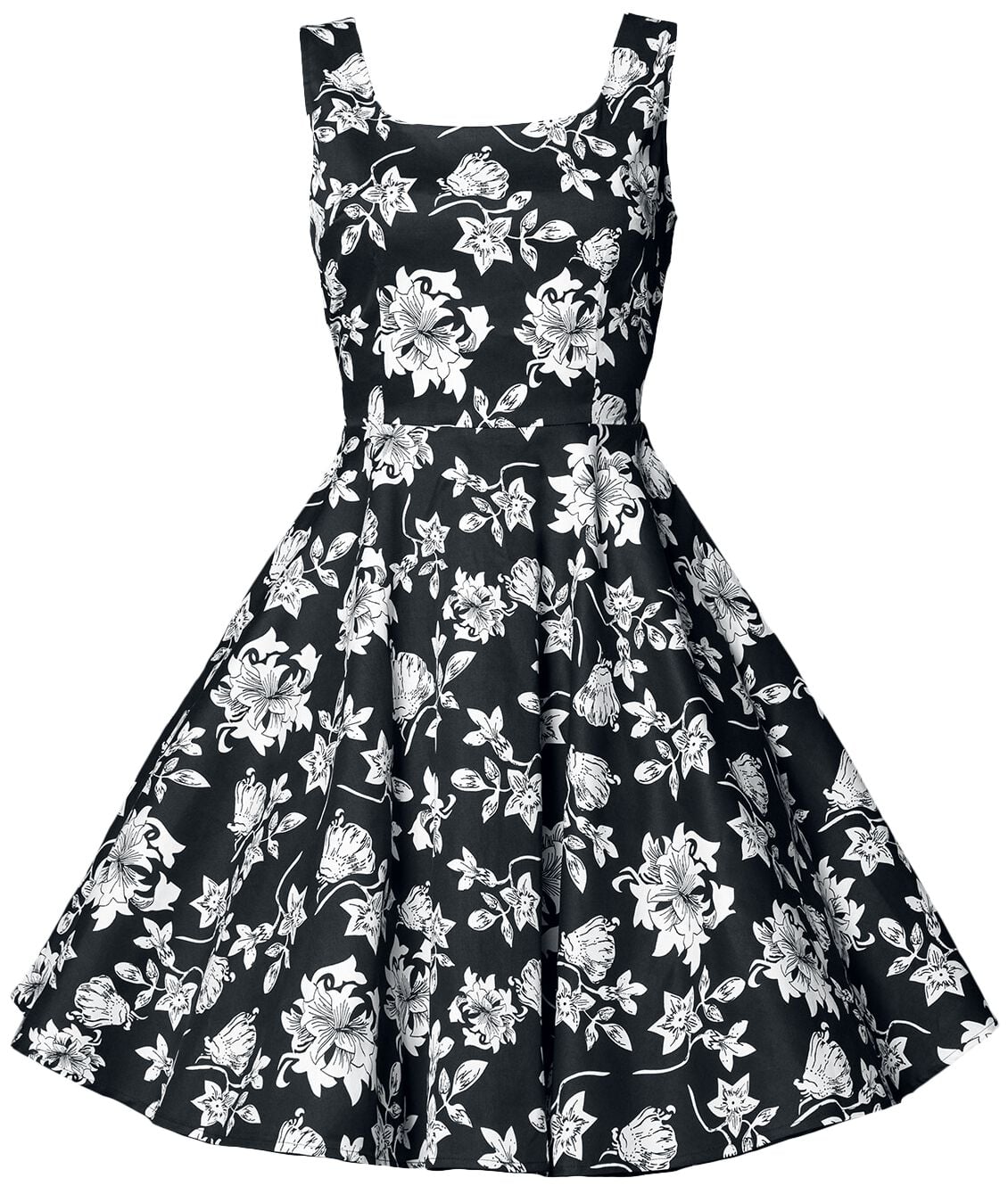 Robe mi-longue Rockabilly de Belsira - Swing-Blumenkleid - S à 3XL - pour Femme - noir - Belsira