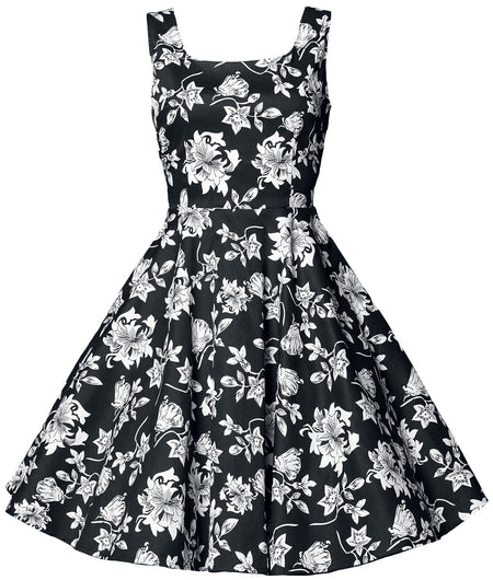 Robe mi-longue Rockabilly de Belsira - Swing-Blumenkleid - S à 3XL - pour Femme - noir - Belsira