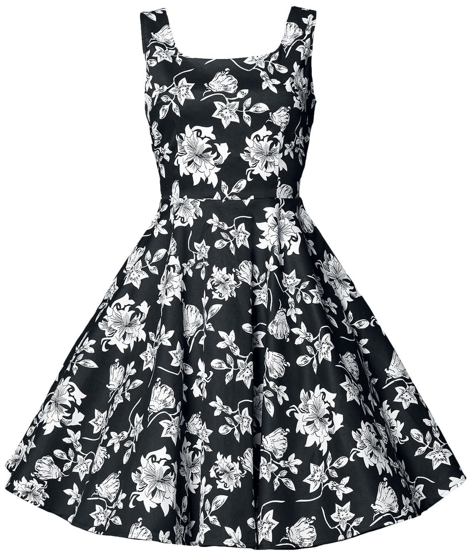 Robe mi-longue Rockabilly de Belsira - Swing-Blumenkleid - S à 3XL - pour Femme - noir - Belsira
