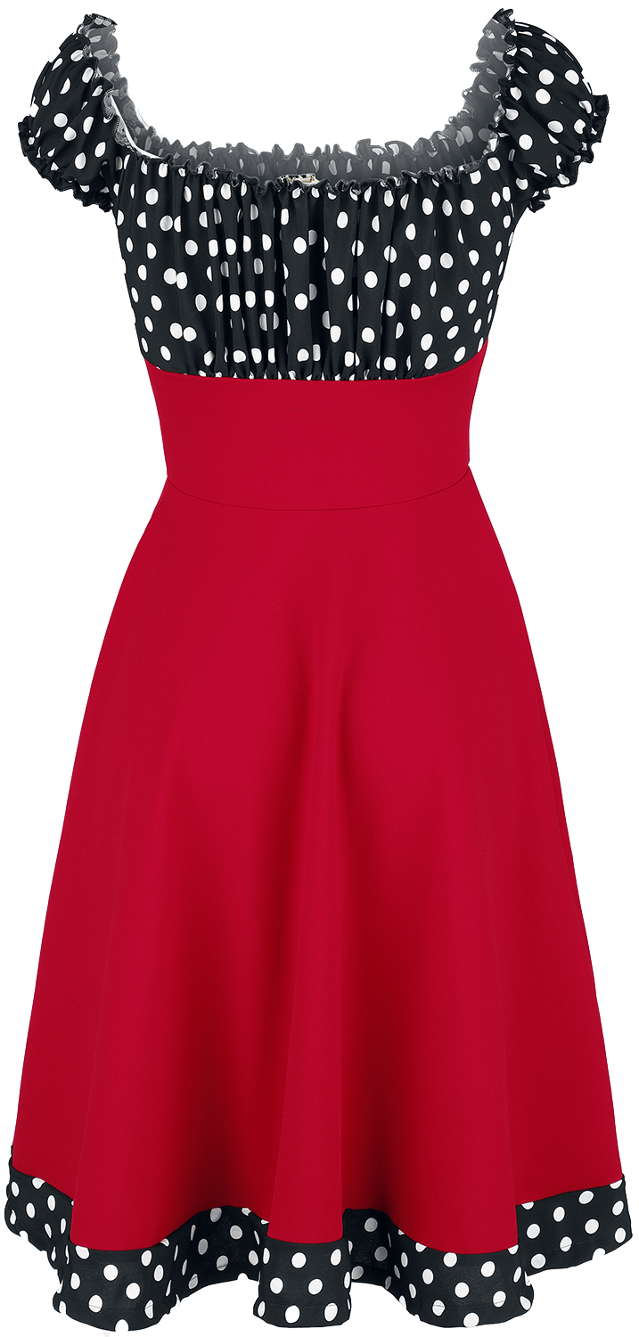 Robe mi-longue Rockabilly de Belsira - Robe Patineuse Avec Épaules Dénudées - XS à S - pour Femme - noir/rouge/blanc - Belsira - View 2