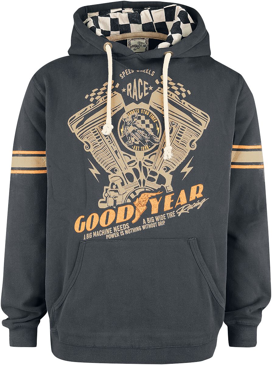 Sweat-shirt à capuche Rockabilly de GoodYear - Princeton - S à XXL - pour Homme - gris foncé - Goodyear