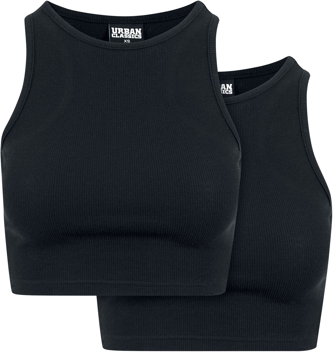 Top  de Urban Classics - Haut Court Côtelé Pre-Pack - Lot De 2 - XS à XL - pour Femme - noir - Urban Classics
