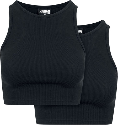 Top  de Urban Classics - Haut Court Côtelé Pre-Pack - Lot De 2 - XS à XL - pour Femme - noir - Urban Classics